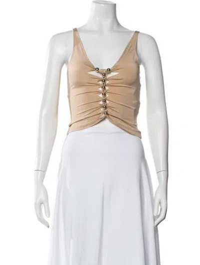 Pre-owned Rabanne V-neck Sleeveless Crop Top In Neutral