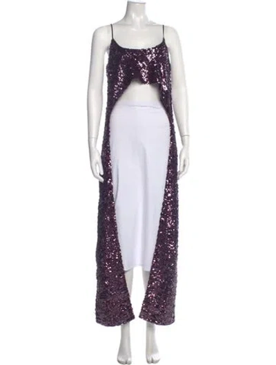 Pre-owned Rabanne V-neck Sleeveless Crop Top In Purple