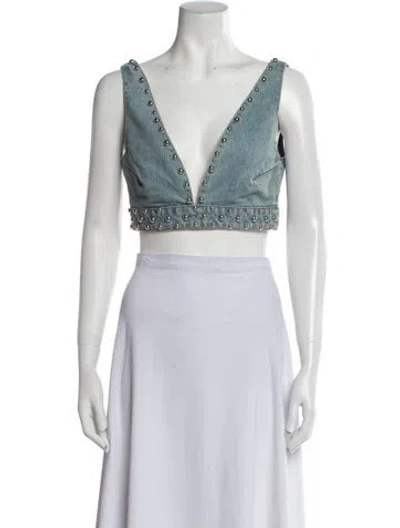 Pre-owned Rabanne V-neck Sleeveless Crop Top W/ Tags In White