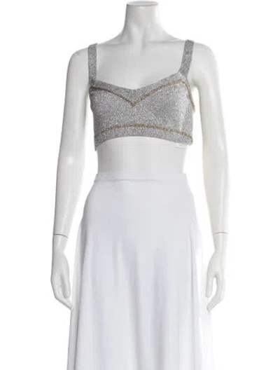 Pre-owned Rabanne V-neck Sleeveless Crop Top In White