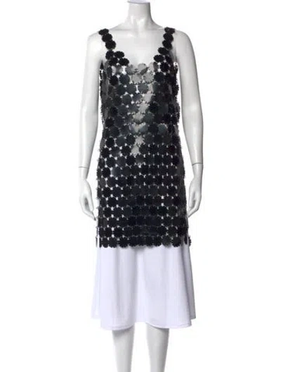 Pre-owned Rabanne V-neck Sleeveless Top In Black