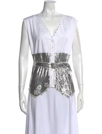 Pre-owned Rabanne V-neck Sleeveless Top In Multi