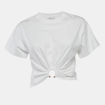 Pre-owned Rabanne White Cotton Knit Ring Detail Top Xs