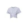 Rabanne White Crewneck Top With Short Sleeves And Ruched Cut-out On The Front In Cotton Woman