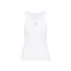 Rabanne Ribbed Cotton Tank Top With Perforated R-logo In White