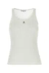 Rabanne Ribbed Cotton Tank Top With Perforated R-logo In Neutral