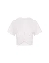 RABANNE WHITE CROP T-SHIRT WITH RING DETAIL