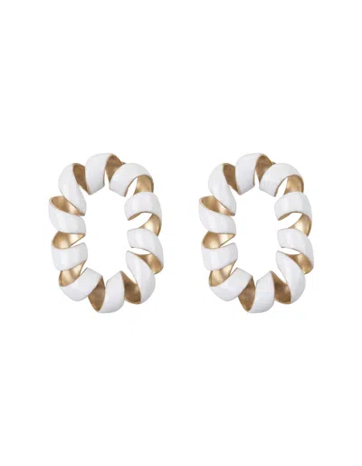 Rabanne White Enamelled Brass Earrings In Gold/white