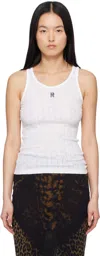 Rabanne Ribbed Cotton Tank Top With Perforated R-logo In P100 White