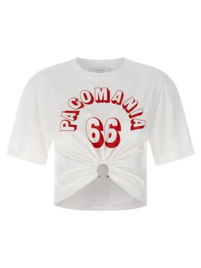 Rabanne Cropped T-shirt With Piercing Detail In White