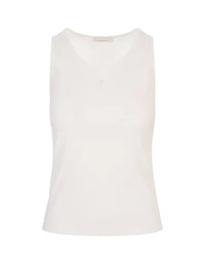 Rabanne White Tank Top With Monogram Detail