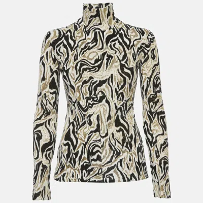 Pre-owned Rabanne White/black Lurex Velvet High Neck Top S