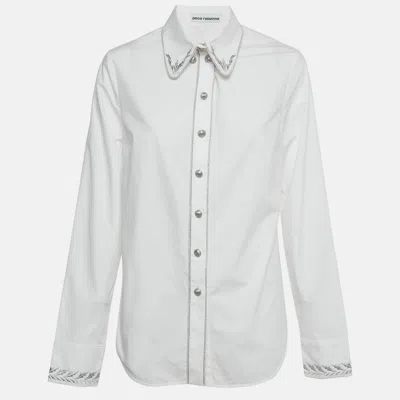 Pre-owned Rabanne White/silver Embroidered Cotton Shirt M