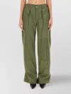 Rabanne Relaxed Wide-leg Cargo Pants With High Waist And Practical Pockets In Green