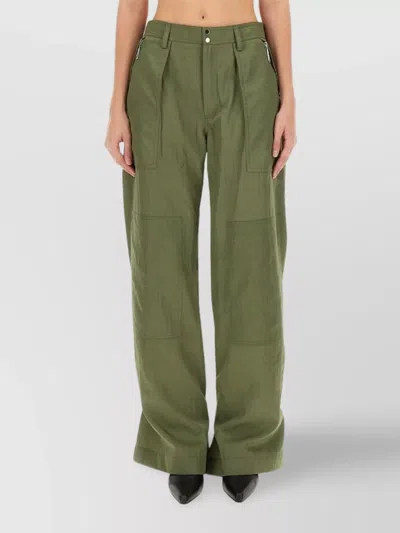 RABANNE WIDE LEG CARGO TROUSERS WITH PLEATED FRONT