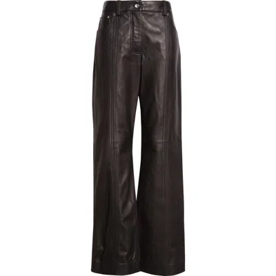 Rabanne Wide Leg Lambskin Leather Pants In Black