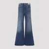 Rabanne Blue Dark Denim Cotton Wide Leg Pants In Blue