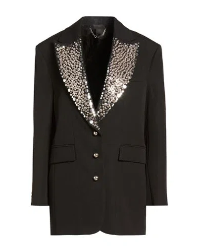 Rabanne Studded Grain De Poudre Wool Blazer In Black