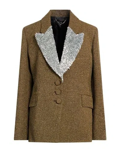 Rabanne Woman Blazer Military Green Size 14 Virgin Wool, Viscose, Nylon