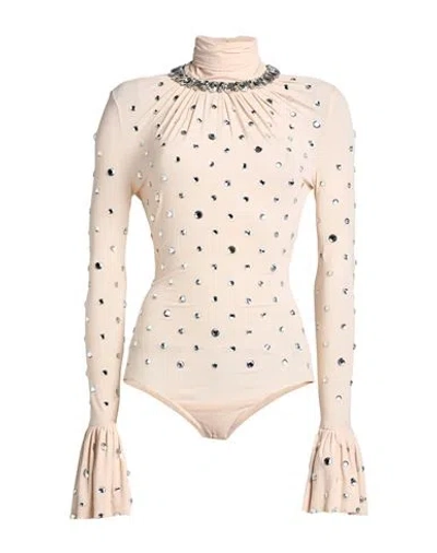 Rabanne Woman Bodysuit Beige Size 6 Cupro, Elastane