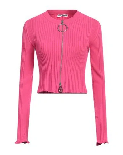 Rabanne Woman Cardigan Fuchsia Size L Cotton, Elastane In Pink