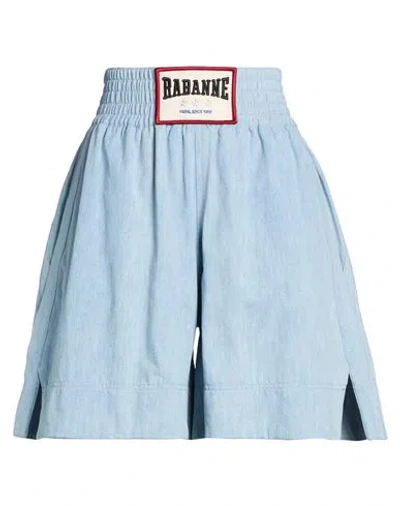 Rabanne Woman Denim Shorts Blue Size 8 Cotton
