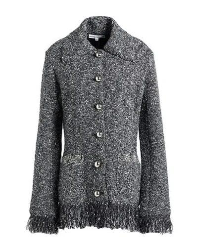 Rabanne Woman Jacket Charcoal Size L Virgin Wool, Acrylic, Cotton, Viscose In Gray