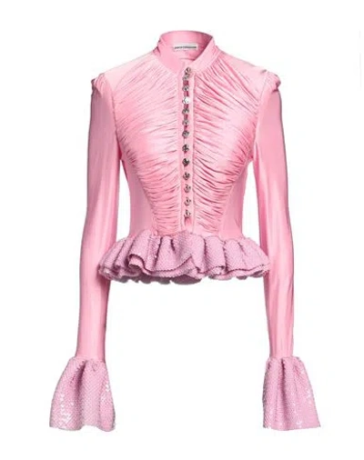 Rabanne Woman Jacket Pink Size 6 Viscose, Elastane, Polyester, Polyamide