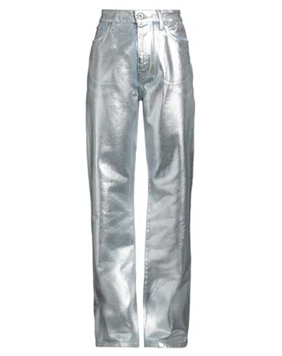 Rabanne Woman Jeans Silver Size 28 Cotton