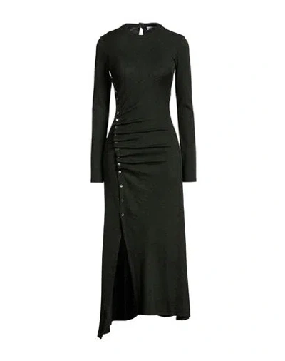 Rabanne Woman Maxi Dress Dark Green Size 6 Wool, Elastane
