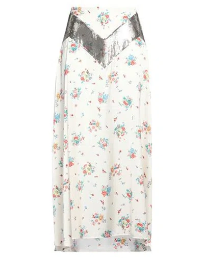 Rabanne Woman Maxi Skirt Ivory Size 12 Aluminum, Polyester In White