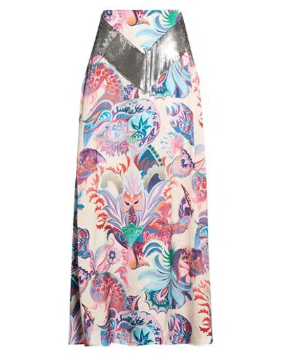 Rabanne Woman Maxi Skirt Ivory Size 8 Polyester, Aluminum In Multi