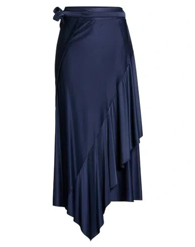 Rabanne Woman Maxi Skirt Navy Size 8 Viscose, Elastane In Blue