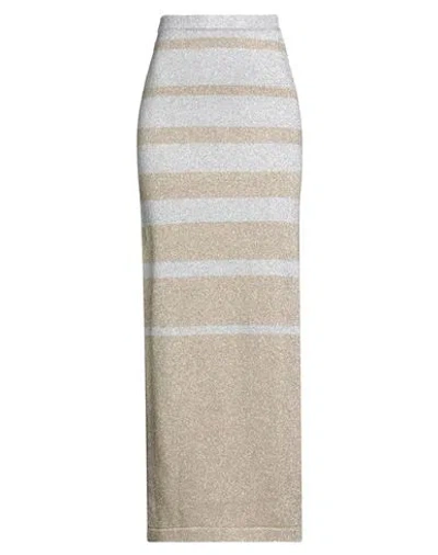 Rabanne Woman Maxi Skirt Silver Size M Metallic Polyester, Polyamide, Cotton In Brown