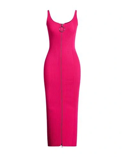 Rabanne Woman Midi Dress Fuchsia Size M Cotton, Elastane In Pink