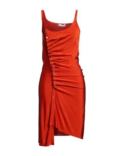 Rabanne Woman Midi Dress Rust Size 10 Viscose, Elastane In Red