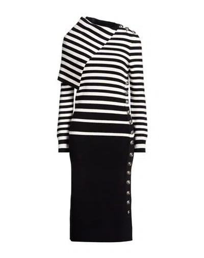 Rabanne Woman Midi Dress White Size L Merino Wool In Black