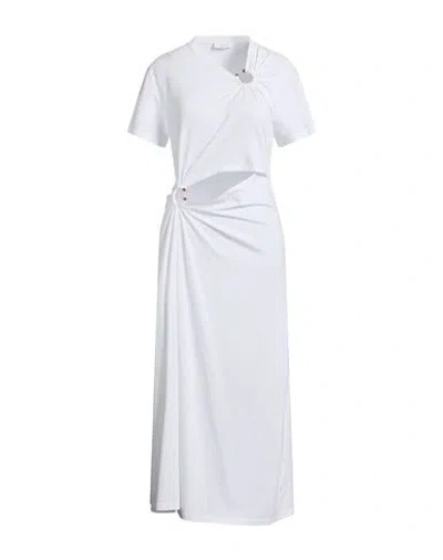 Rabanne Ring-embellished Stretch-cotton Midi Dress In White