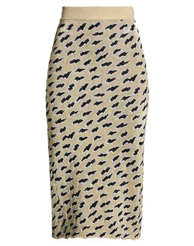 Rabanne Woman Midi Skirt Gold Size L Viscose, Virgin Wool, Polyester, Cupro, Metallic Polyester