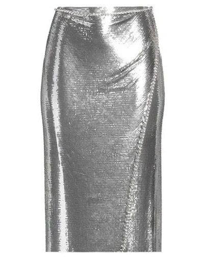 Rabanne Woman Midi Skirt Silver Size 6 Aluminum, Glass, Brass