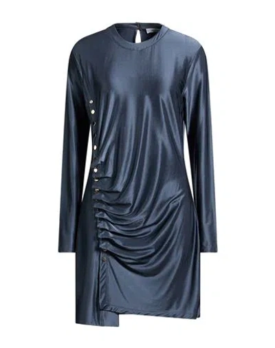Rabanne Woman Mini Dress Lead Size 12 Viscose, Elastane In Blue
