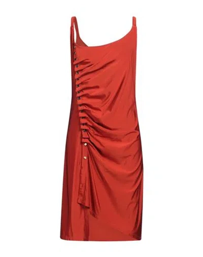 Rabanne Woman Mini Dress Rust Size 10 Viscose, Polyester, Elastane In Red