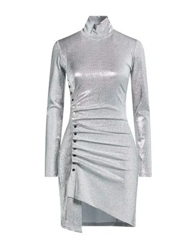Rabanne Woman Mini Dress Silver Size 10 Viscose, Polyester, Elastane