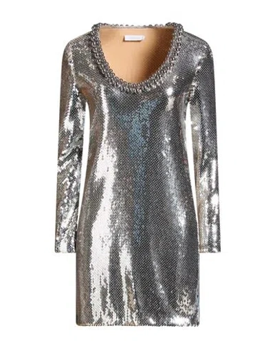 Rabanne Woman Mini Dress Silver Size 6 Cupro, Polyester, Polyamide In Gray