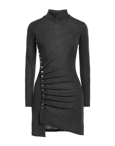 Rabanne Woman Mini Dress Steel Grey Size 12 Wool, Elastane