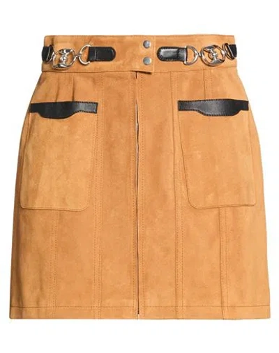 Rabanne Woman Mini Skirt Camel Size 8 Calfskin In Sand