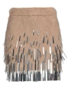 Rabanne Woman Mini Skirt Camel Size L Virgin Wool, Alpaca Wool, Polyamide In Beige