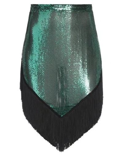 Rabanne Woman Mini Skirt Emerald Green Size 4 Aluminum, Viscose