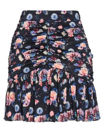 Rabanne Ruched Floral-print Stretch-jersey Mini Skirt In Navy