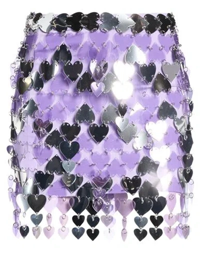 Rabanne Woman Mini Skirt Purple Size 2 Plastic, Brass